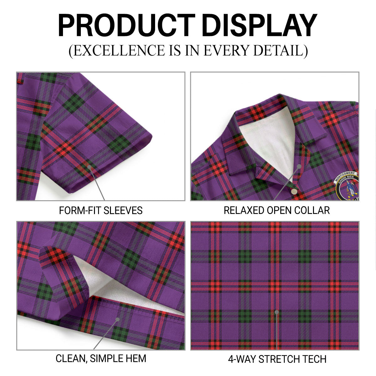 Montgomery Modern Tartan Crest Hawaiian Shirt