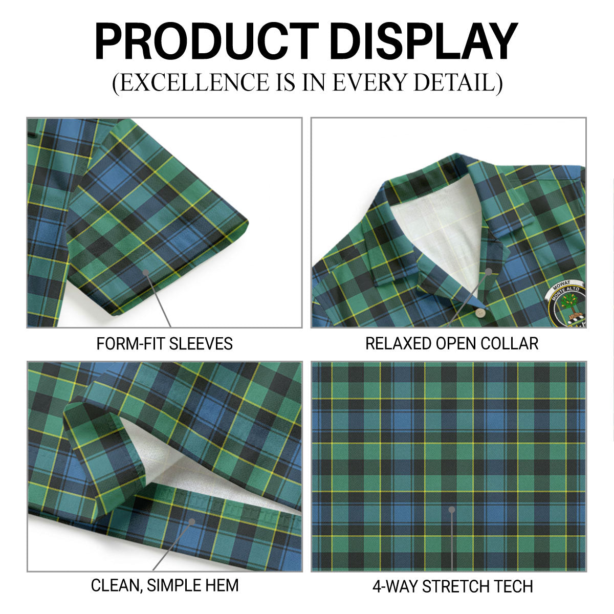 Mowat Ancient Tartan Crest Hawaiian Shirt