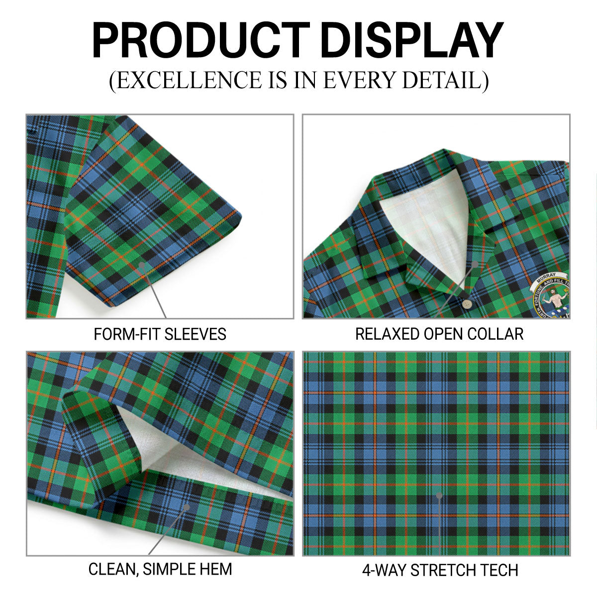 Murray of Atholl Ancient Tartan Crest Hawaiian Shirt