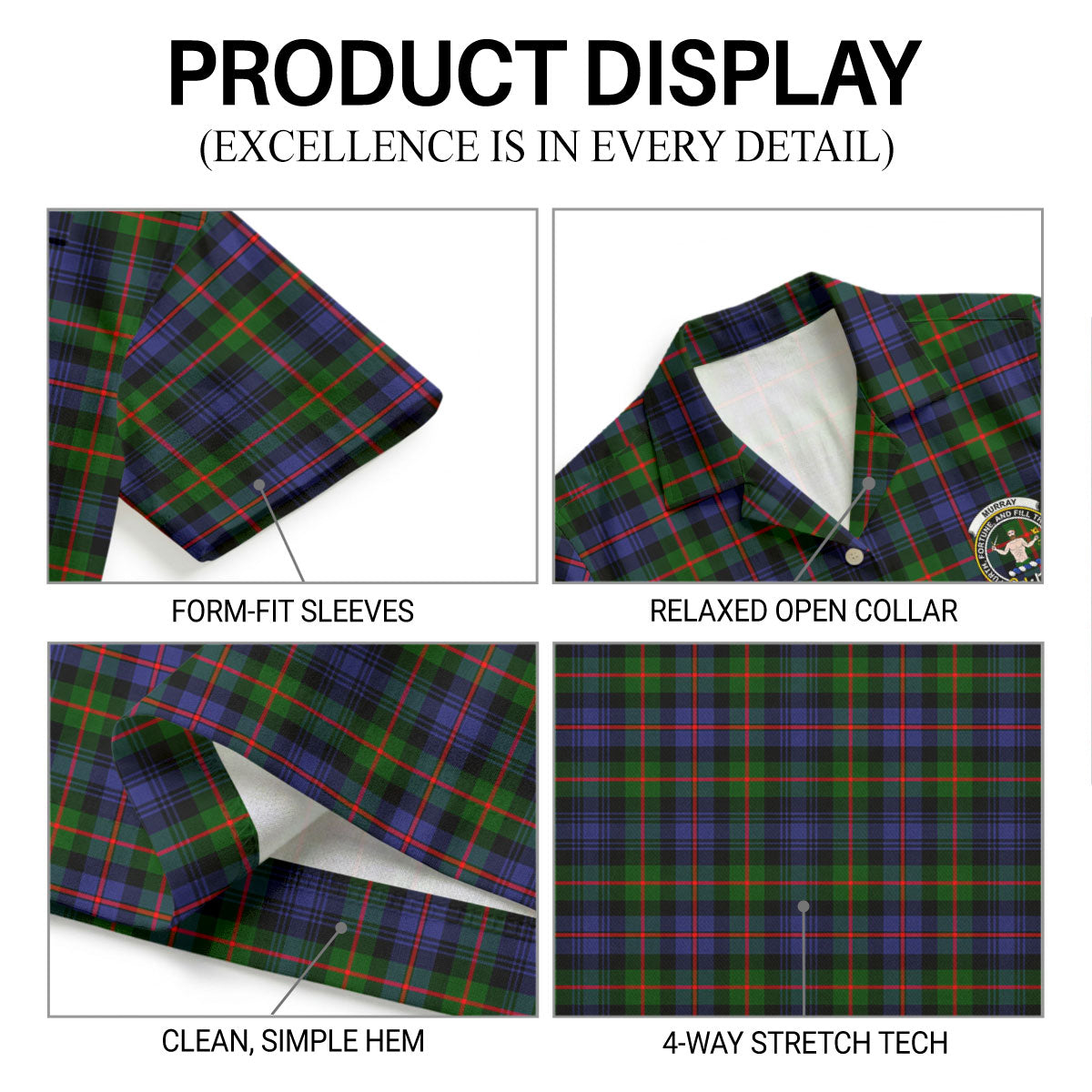 Murray of Atholl Modern Tartan Crest Hawaiian Shirt