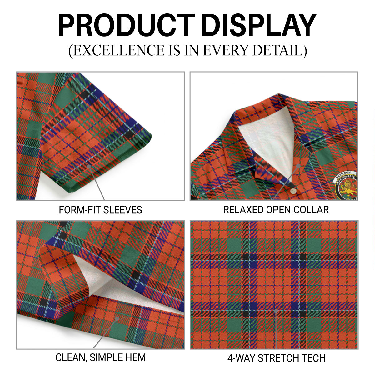 Nicolson Ancient Old Tartan Crest Hawaiian Shirt