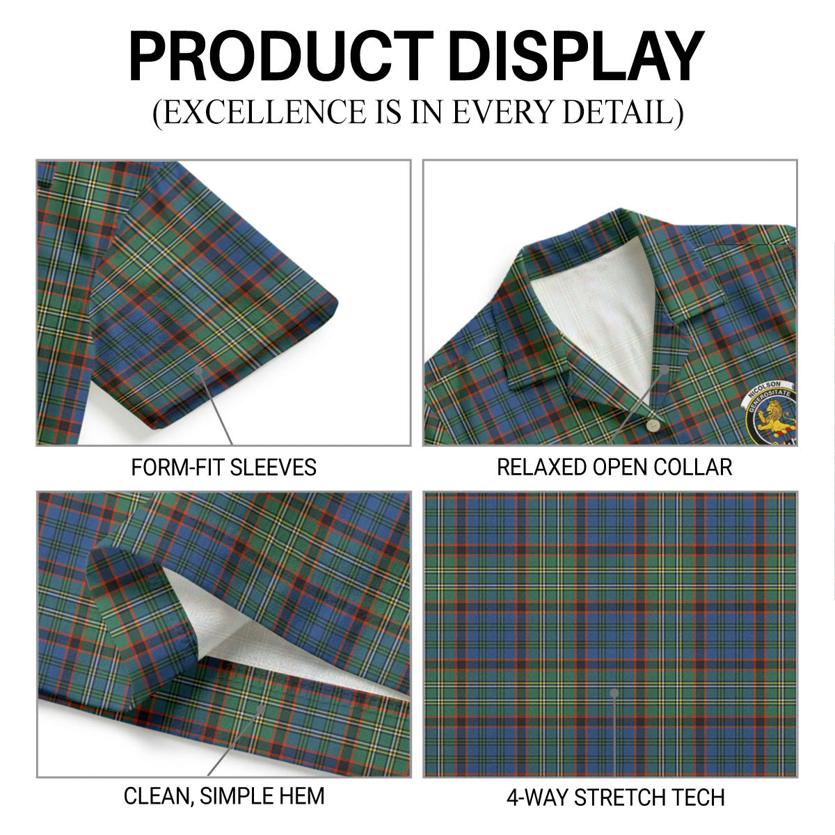 Nicolson Hunting Ancient Tartan Crest Hawaiian Shirt