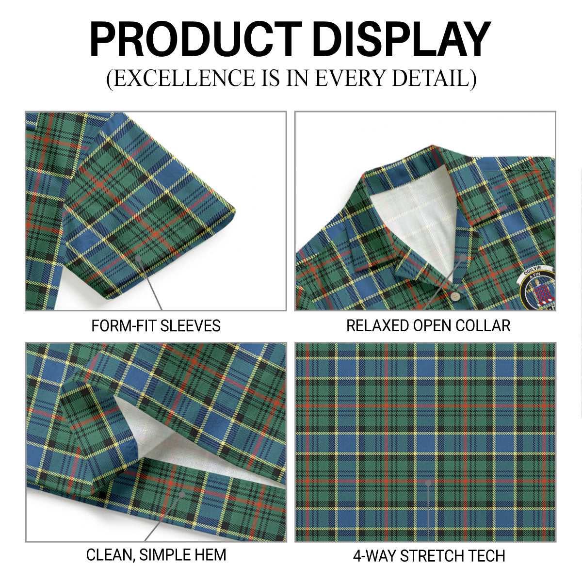 Ogilvie Hunting Ancient Tartan Crest Hawaiian Shirt