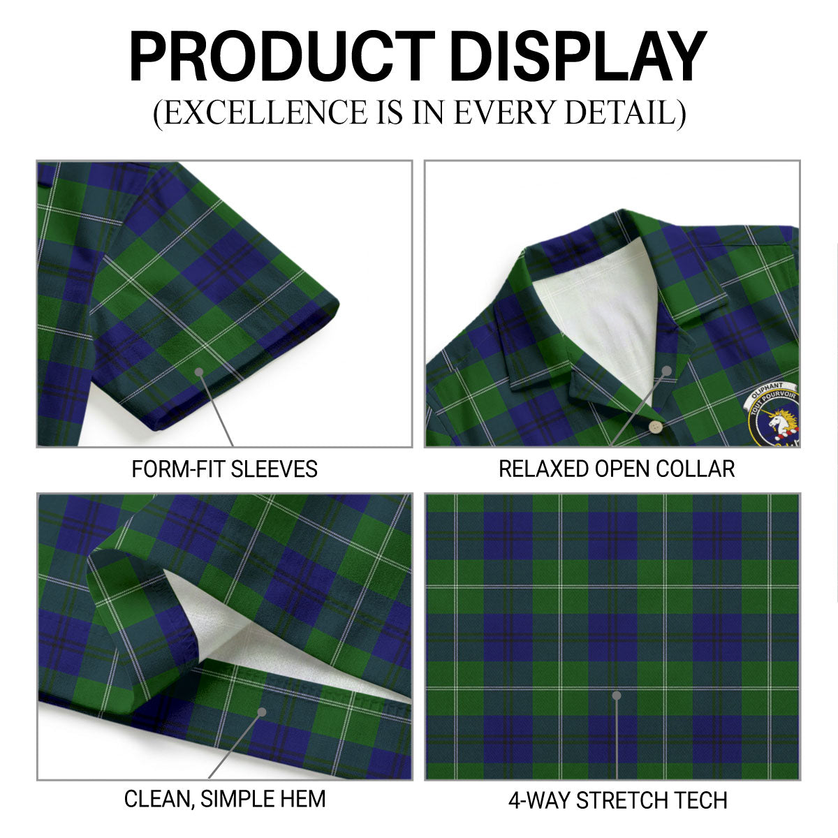 Oliphant Modern Tartan Crest Hawaiian Shirt