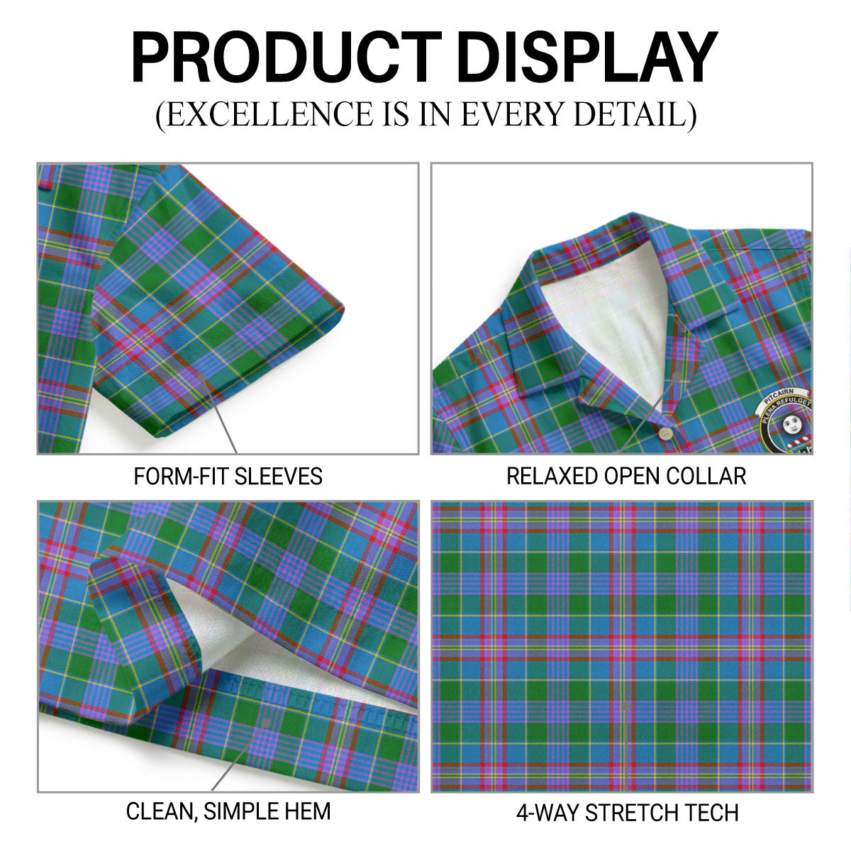Pitcairn Hunting Tartan Crest Hawaiian Shirt