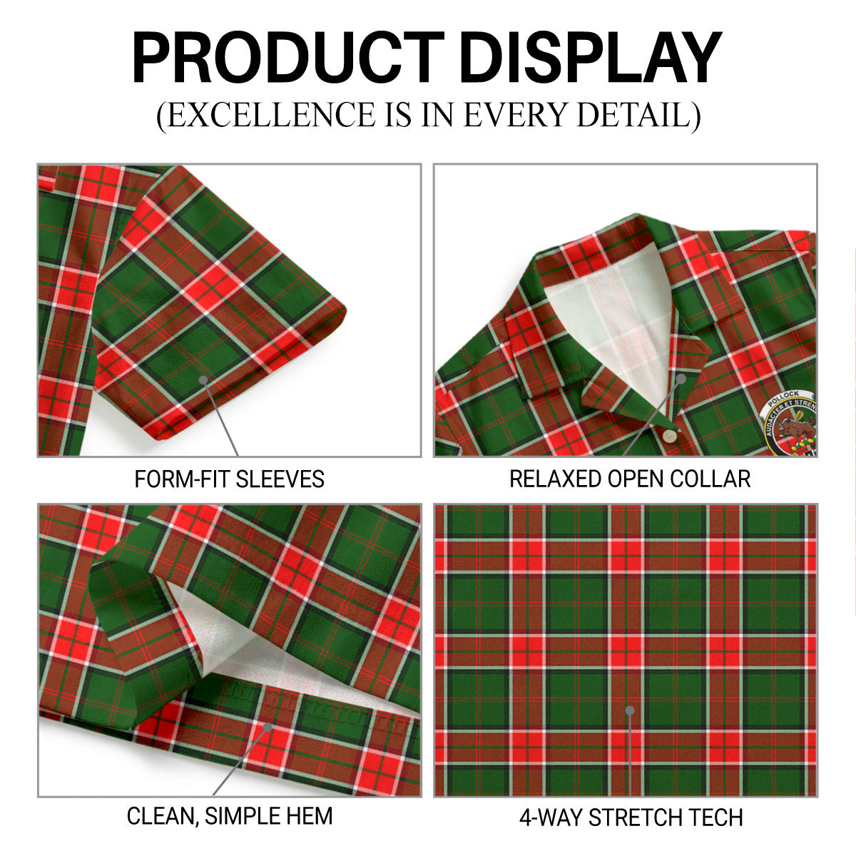 Pollock Tartan Crest Hawaiian Shirt