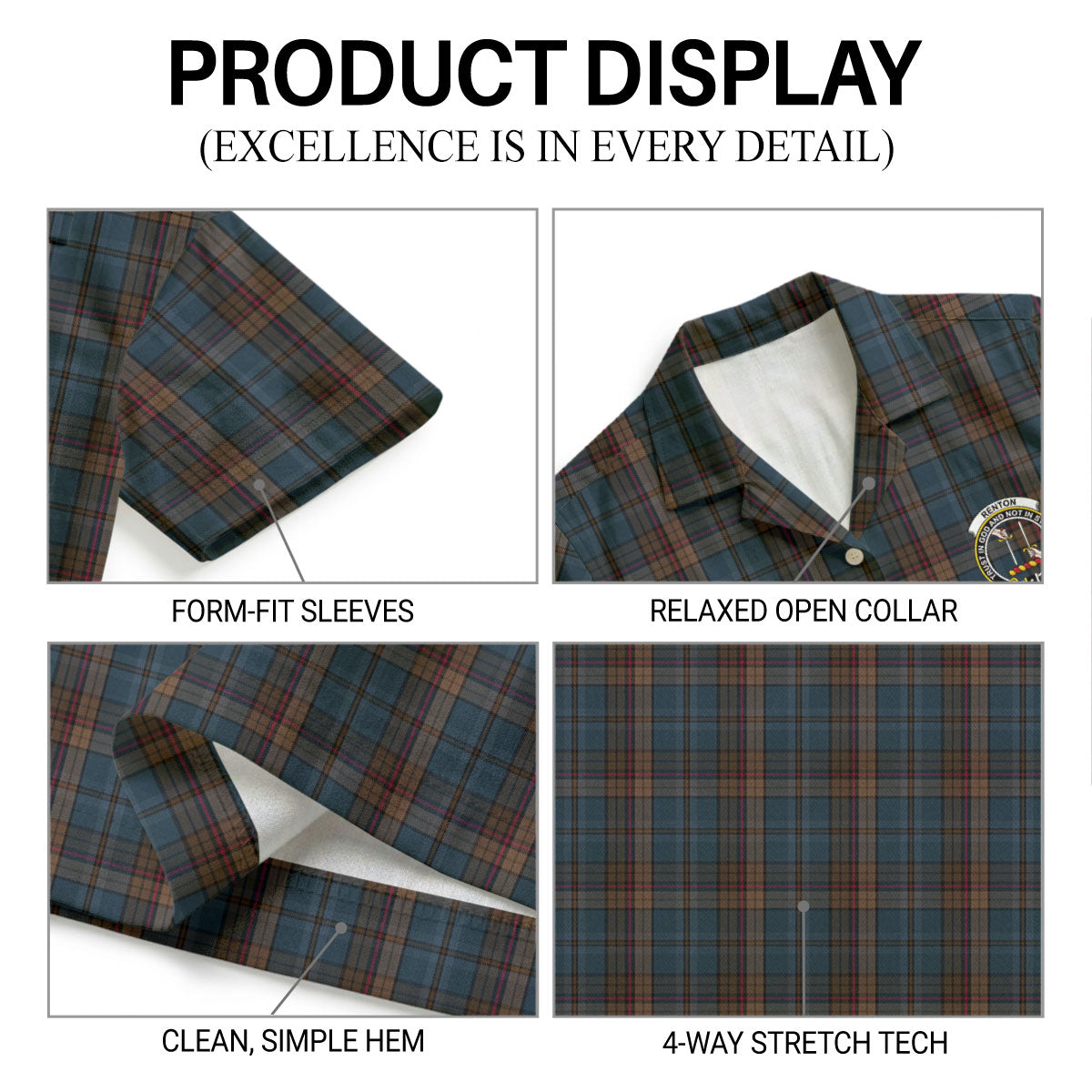 Renton Tartan Crest Hawaiian Shirt