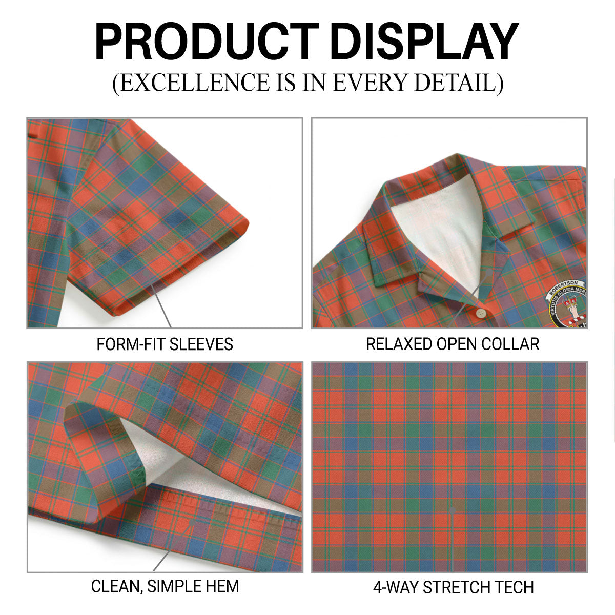 Robertson Ancient Tartan Crest Hawaiian Shirt