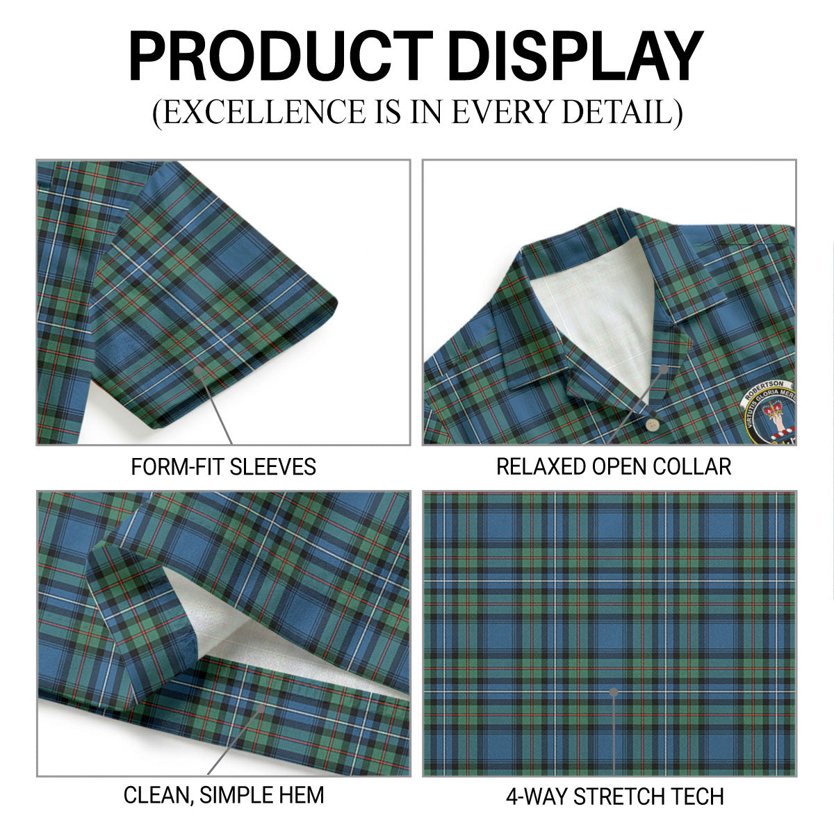 Robertson Hunting Ancient Tartan Crest Hawaiian Shirt