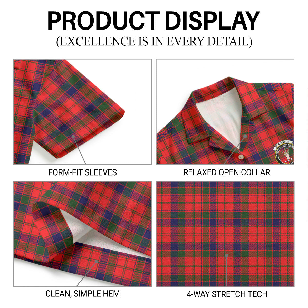 Robertson Modern Tartan Crest Hawaiian Shirt