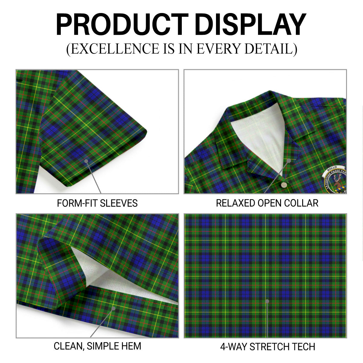 Rollo Modern Tartan Crest Hawaiian Shirt