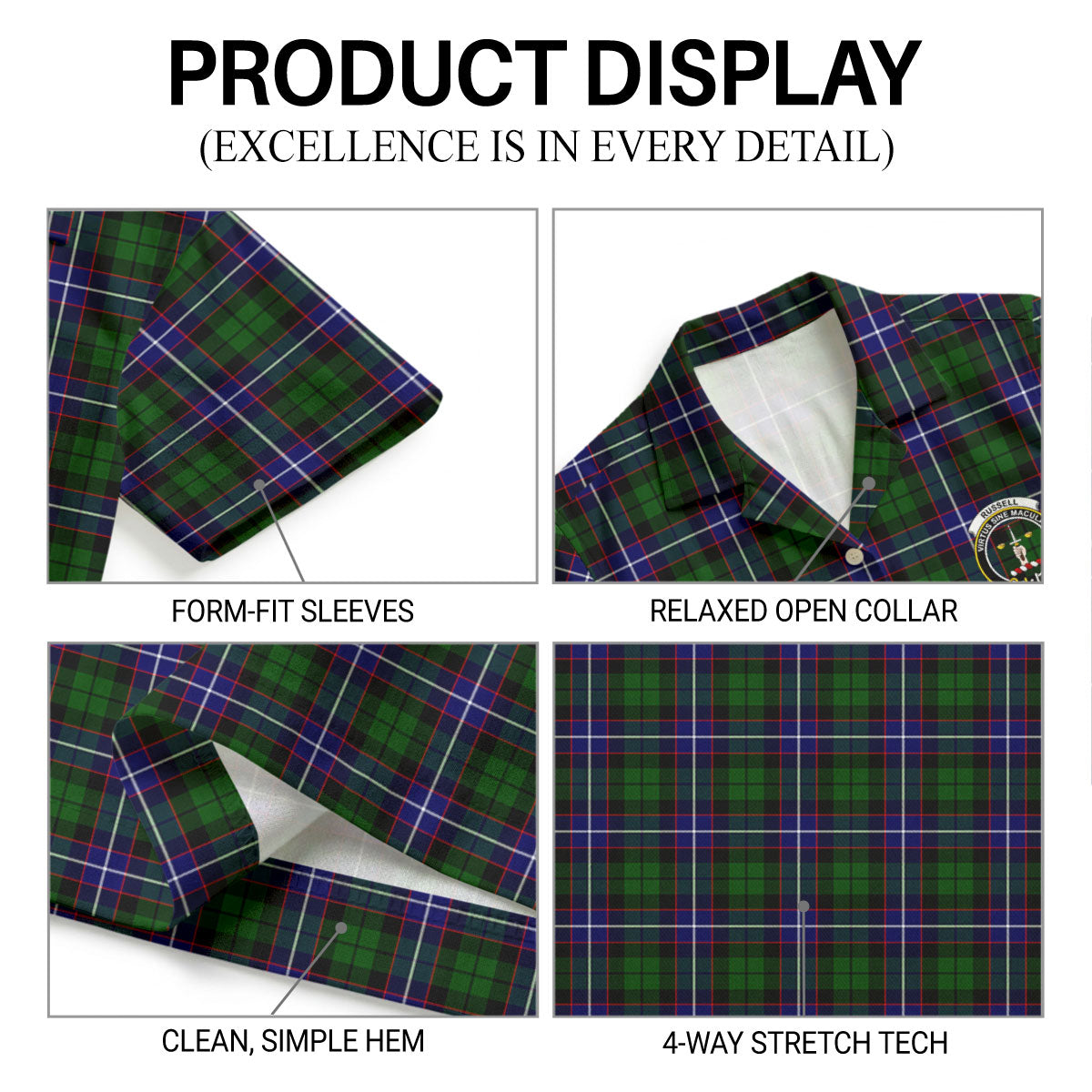 Russell Modern Tartan Crest Hawaiian Shirt