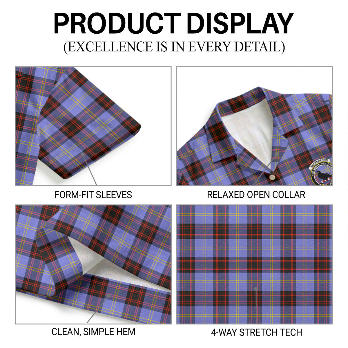 Rutherford Tartan Crest Hawaiian Shirt