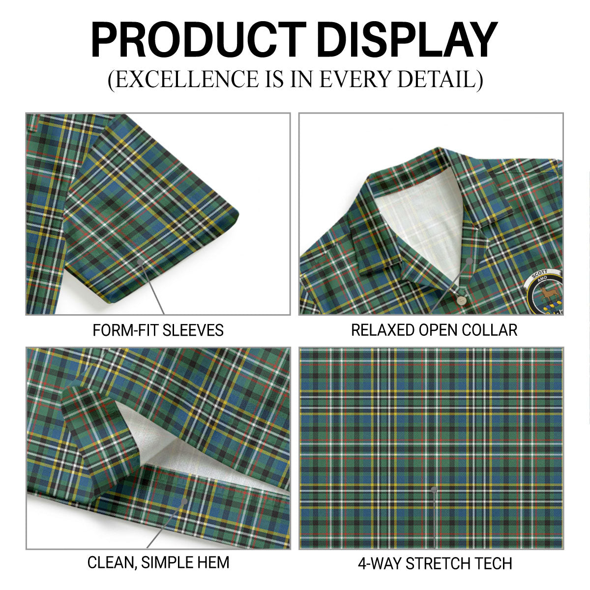 Scott Green Ancient Tartan Crest Hawaiian Shirt