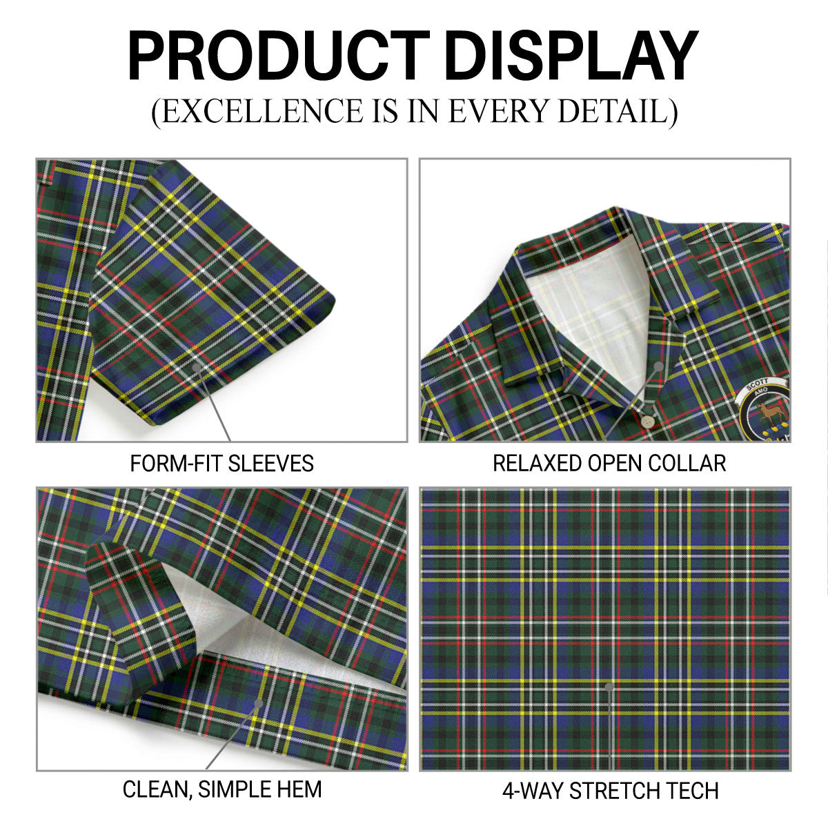 Scott Green Modern Tartan Crest Hawaiian Shirt