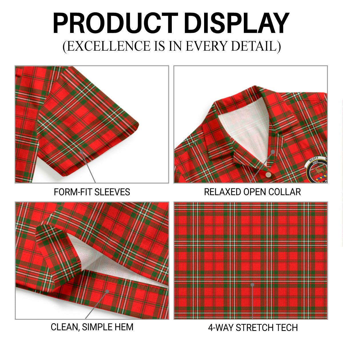 Scott Modern Tartan Crest Hawaiian Shirt