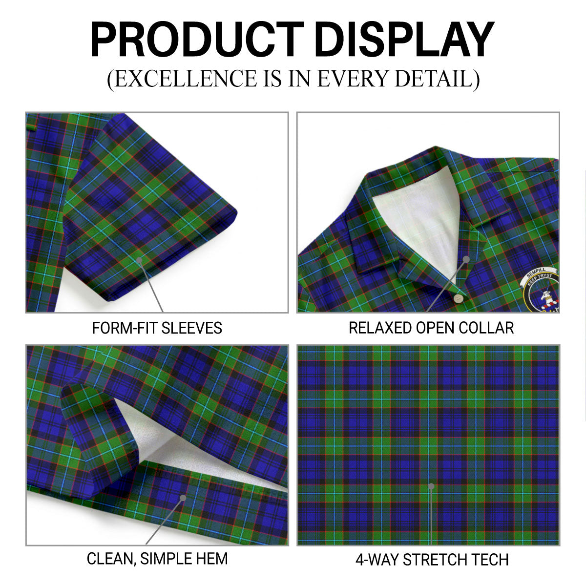 Sempill Modern Tartan Crest Hawaiian Shirt