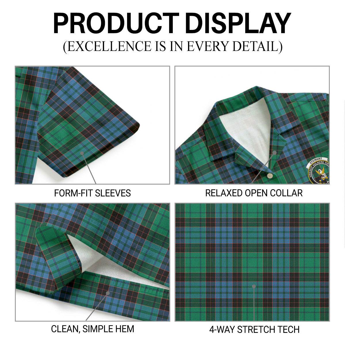 Stewart Old Ancient Tartan Crest Hawaiian Shirt