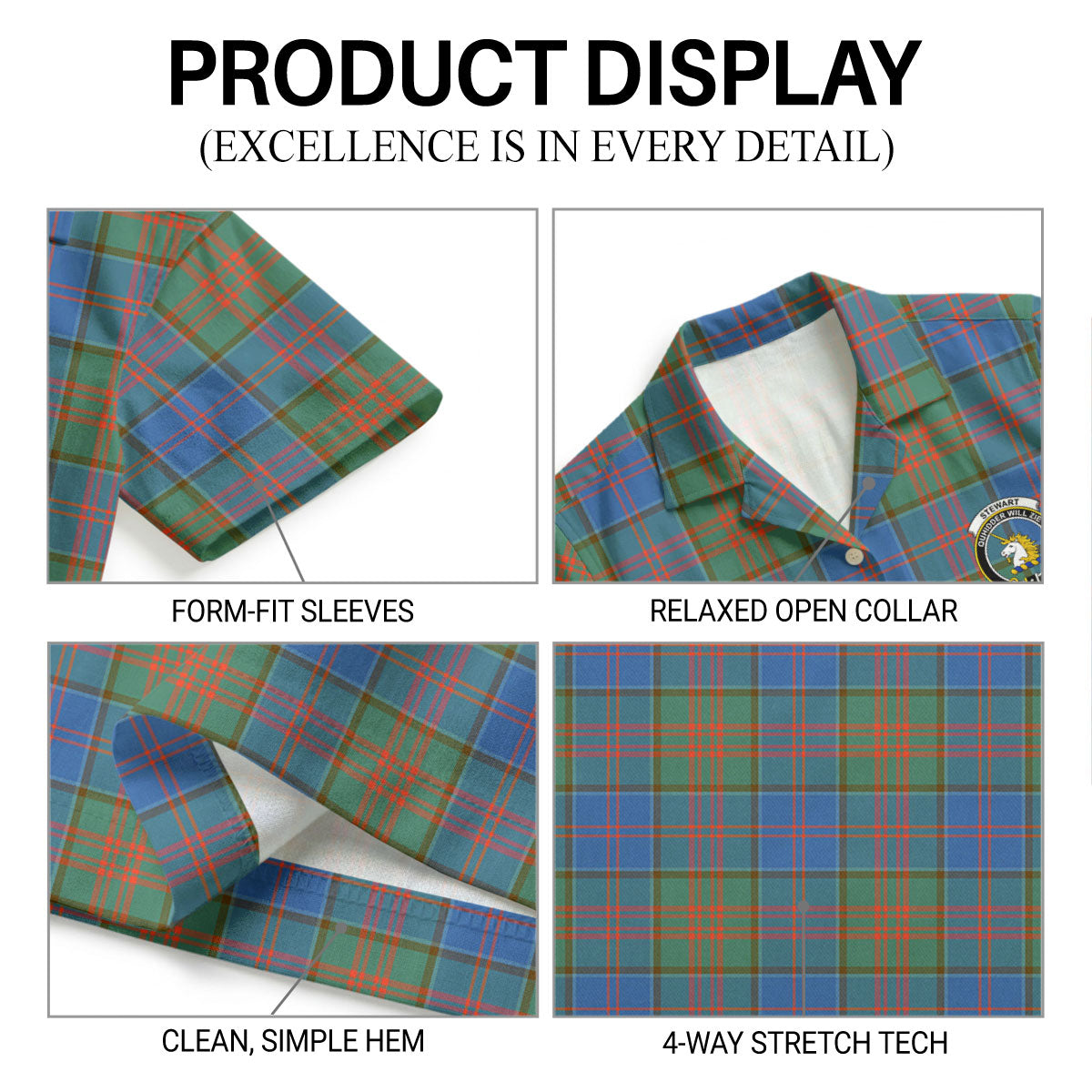 Stewart of Appin Hunting Ancient Tartan Crest Hawaiian Shirt