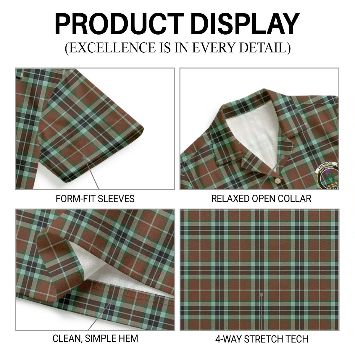 Thomson Hunting Modern Tartan Crest Hawaiian Shirt