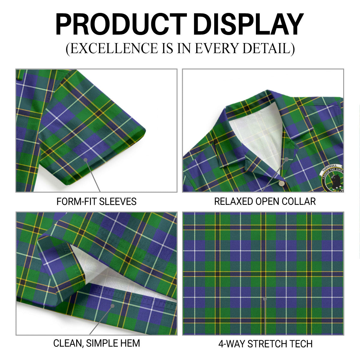 Turnbull Hunting Tartan Crest Hawaiian Shirt