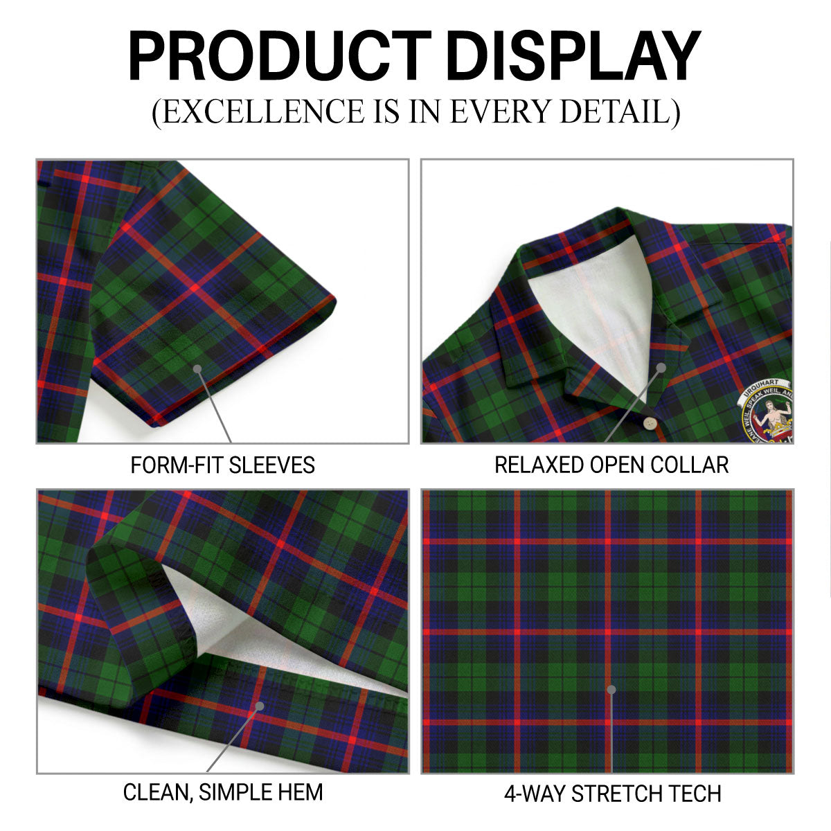 Urquhart Modern Tartan Crest Hawaiian Shirt