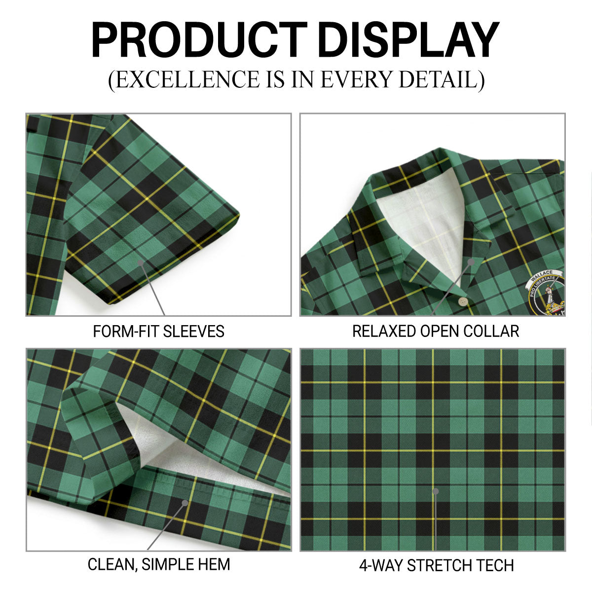 Wallace Hunting Ancient Tartan Crest Hawaiian Shirt