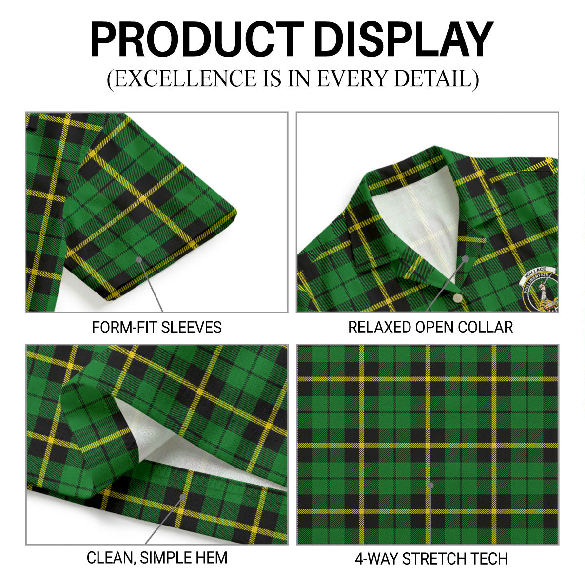 Wallace Hunting Modern Tartan Crest Hawaiian Shirt