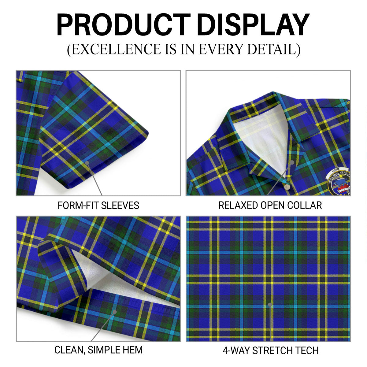 Weir Modern Tartan Crest Hawaiian Shirt