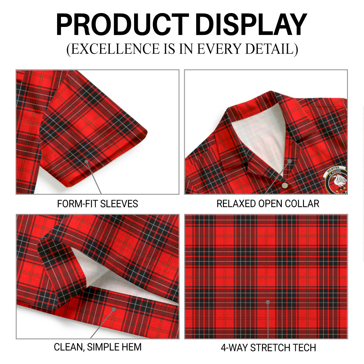 Wemyss Modern Tartan Crest Hawaiian Shirt