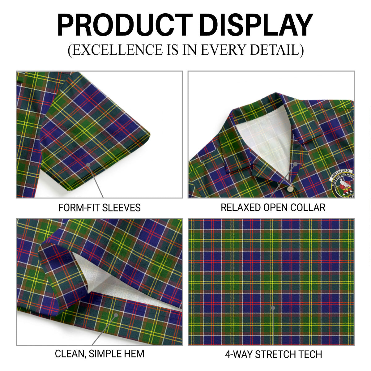 Whiteford Tartan Crest Hawaiian Shirt