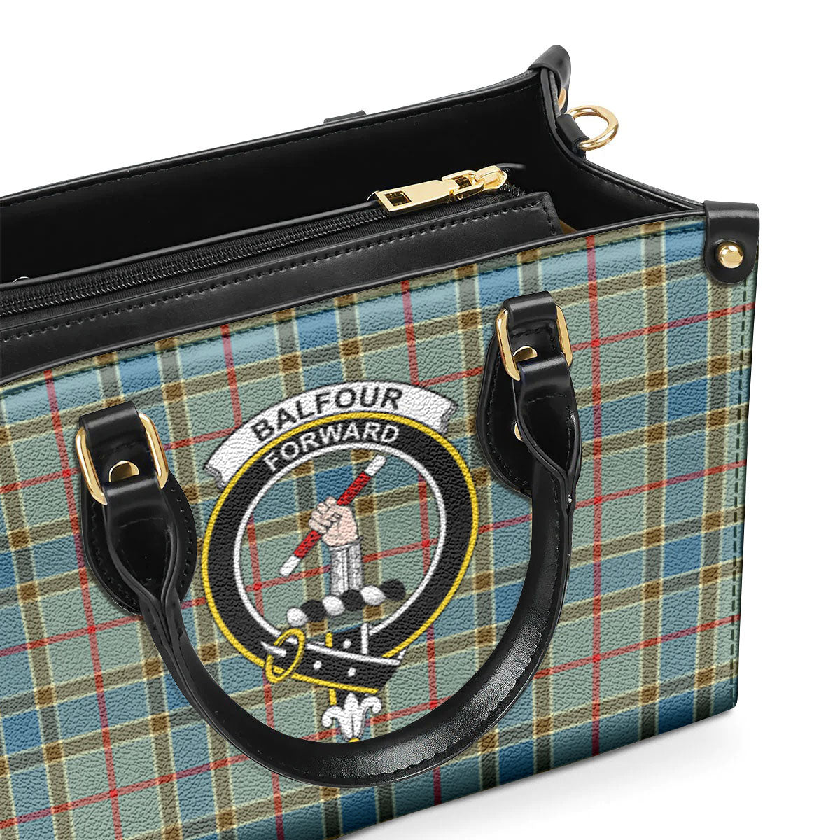 Balfour Blue Tartan Crest Leather Handbag