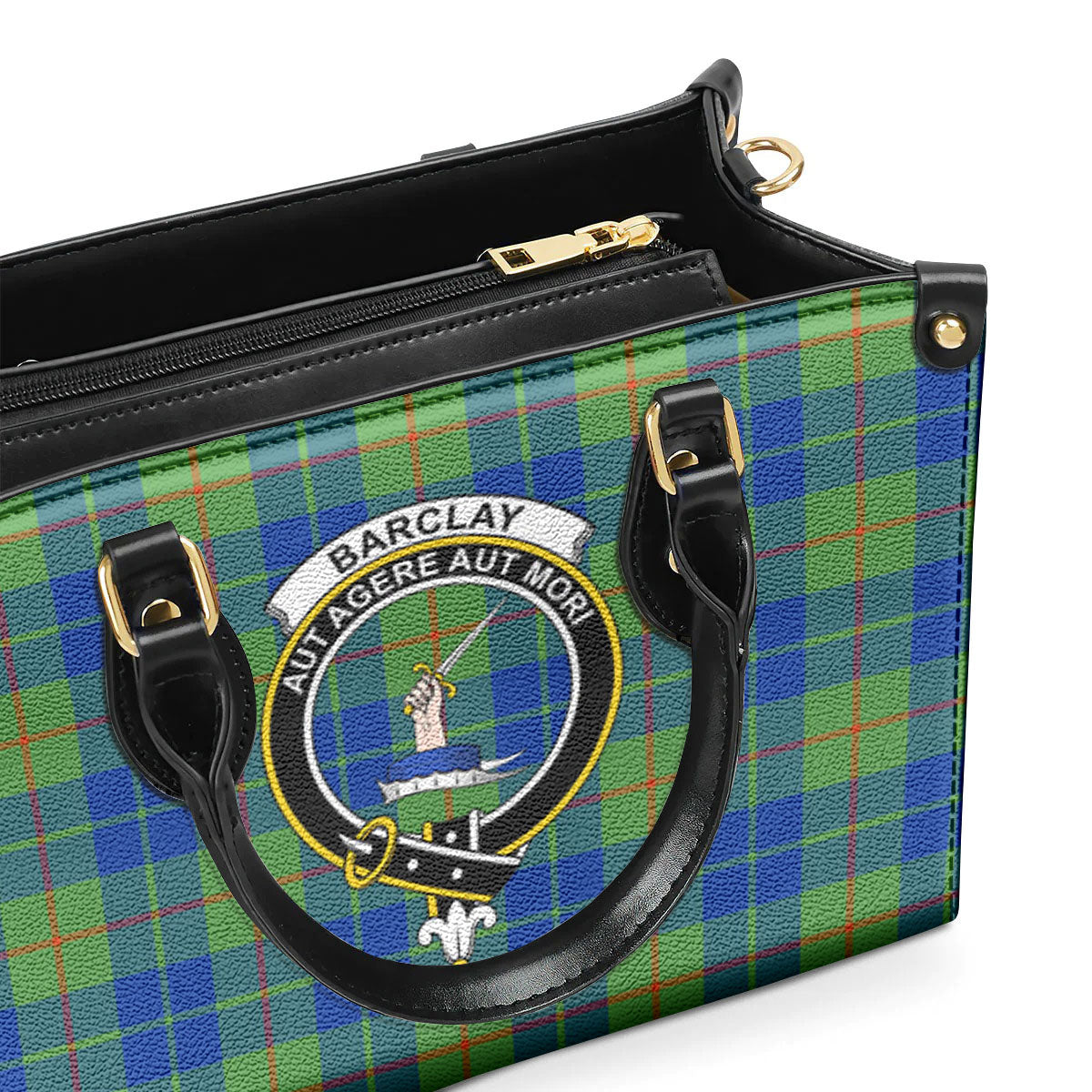 Barclay Hunting Ancient Tartan Crest Leather Handbag