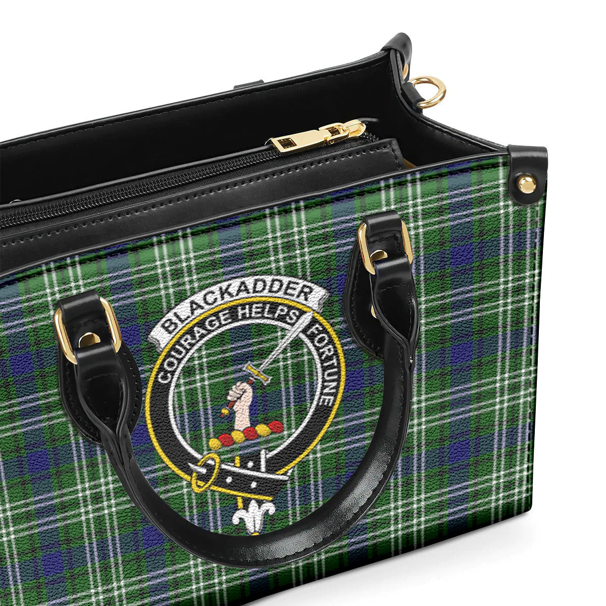 Blackadder Tartan Crest Leather Handbag