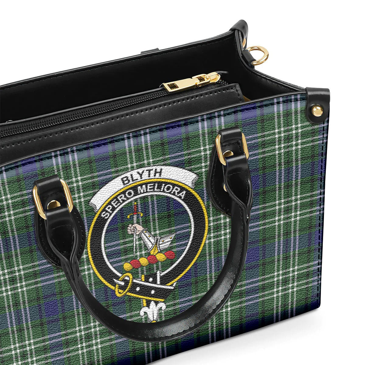 Blyth Tartan Crest Leather Handbag