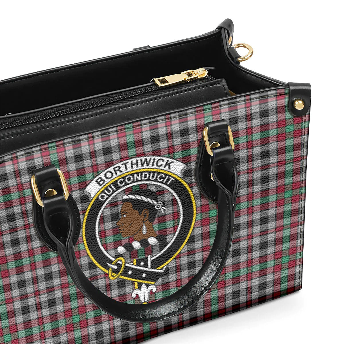 Borthwick Ancient Tartan Crest Leather Handbag