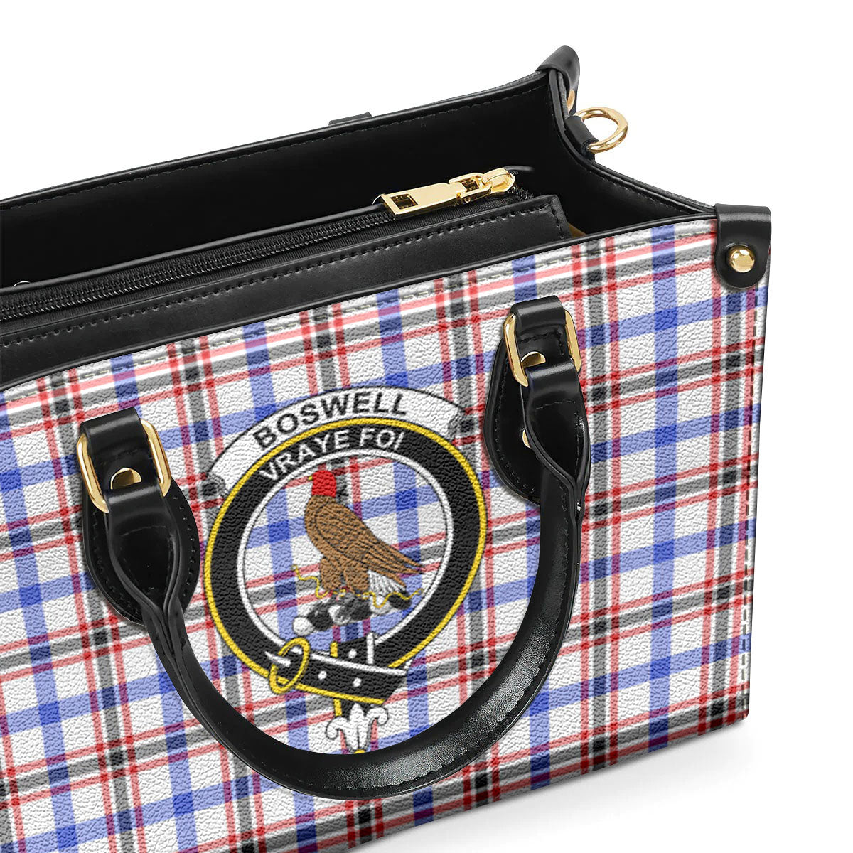 Boswell Modern Tartan Crest Leather Handbag