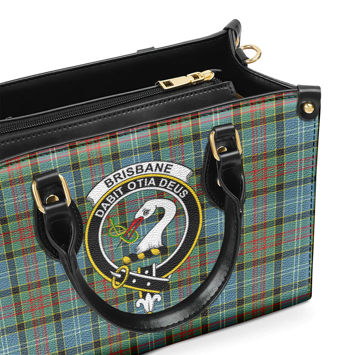 Brisbane Tartan Crest Leather Handbag