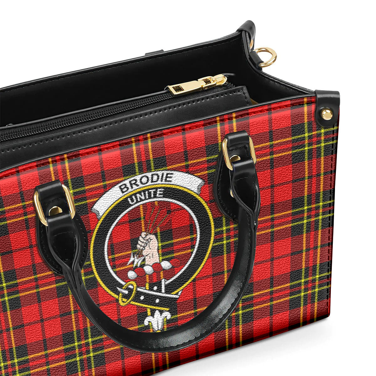 Brodie Modern Tartan Crest Leather Handbag