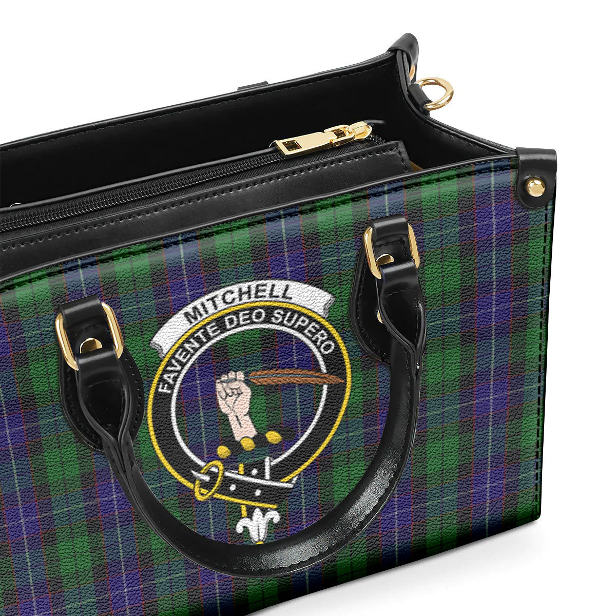 Mitchell Tartan Crest Leather Handbag