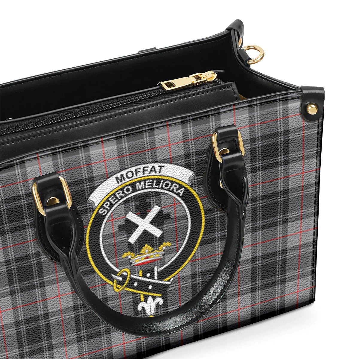 Moffat Modern Tartan Crest Leather Handbag