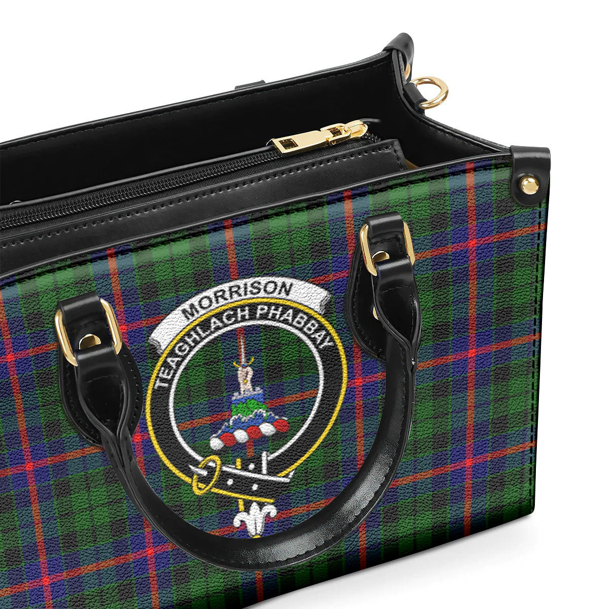 Morrison Modern Tartan Crest Leather Handbag