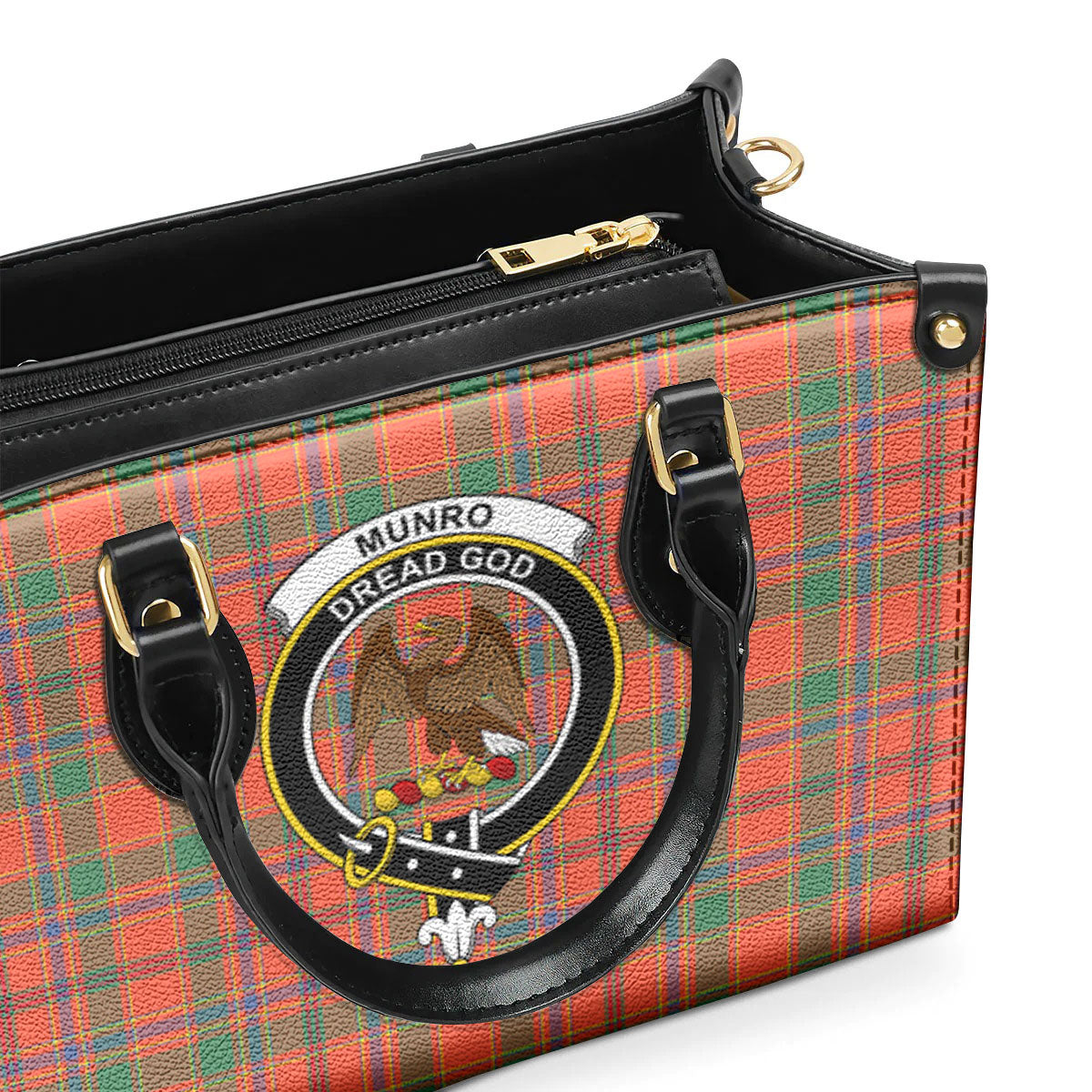 Munro Ancient Tartan Crest Leather Handbag