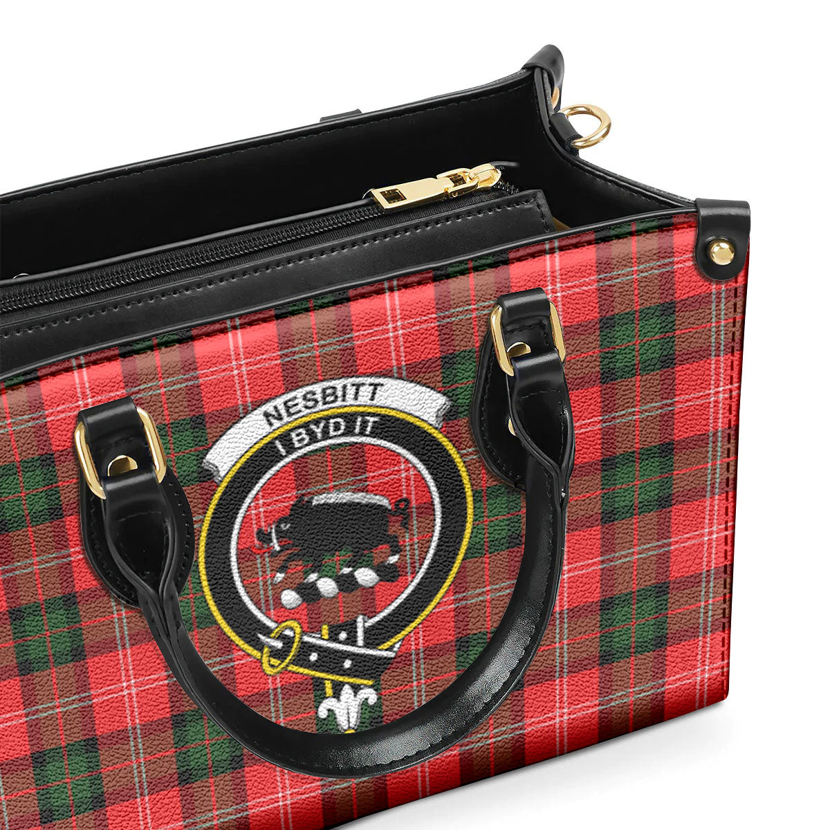 Nesbitt Modern Tartan Crest Leather Handbag