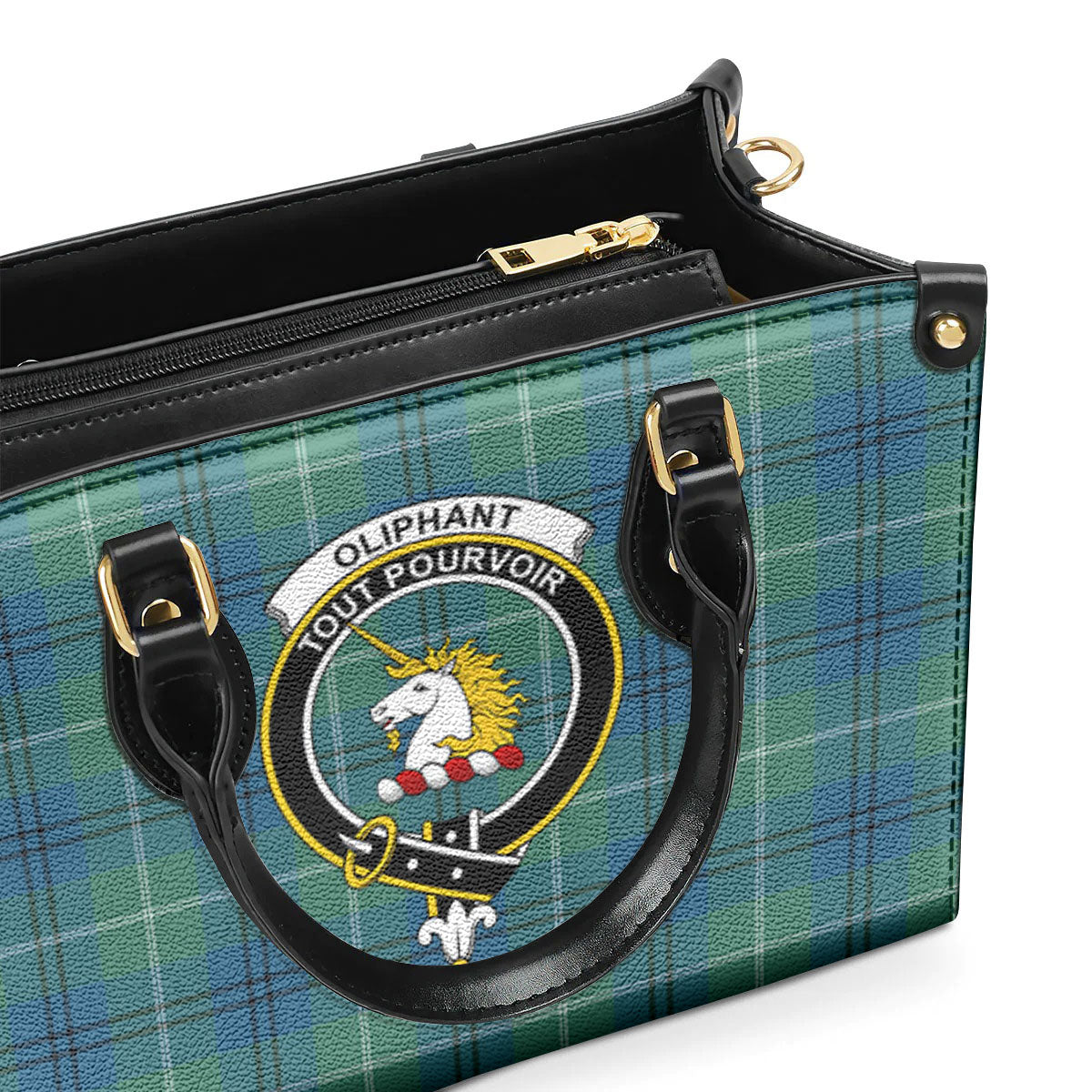 Oliphant Ancient Tartan Crest Leather Handbag