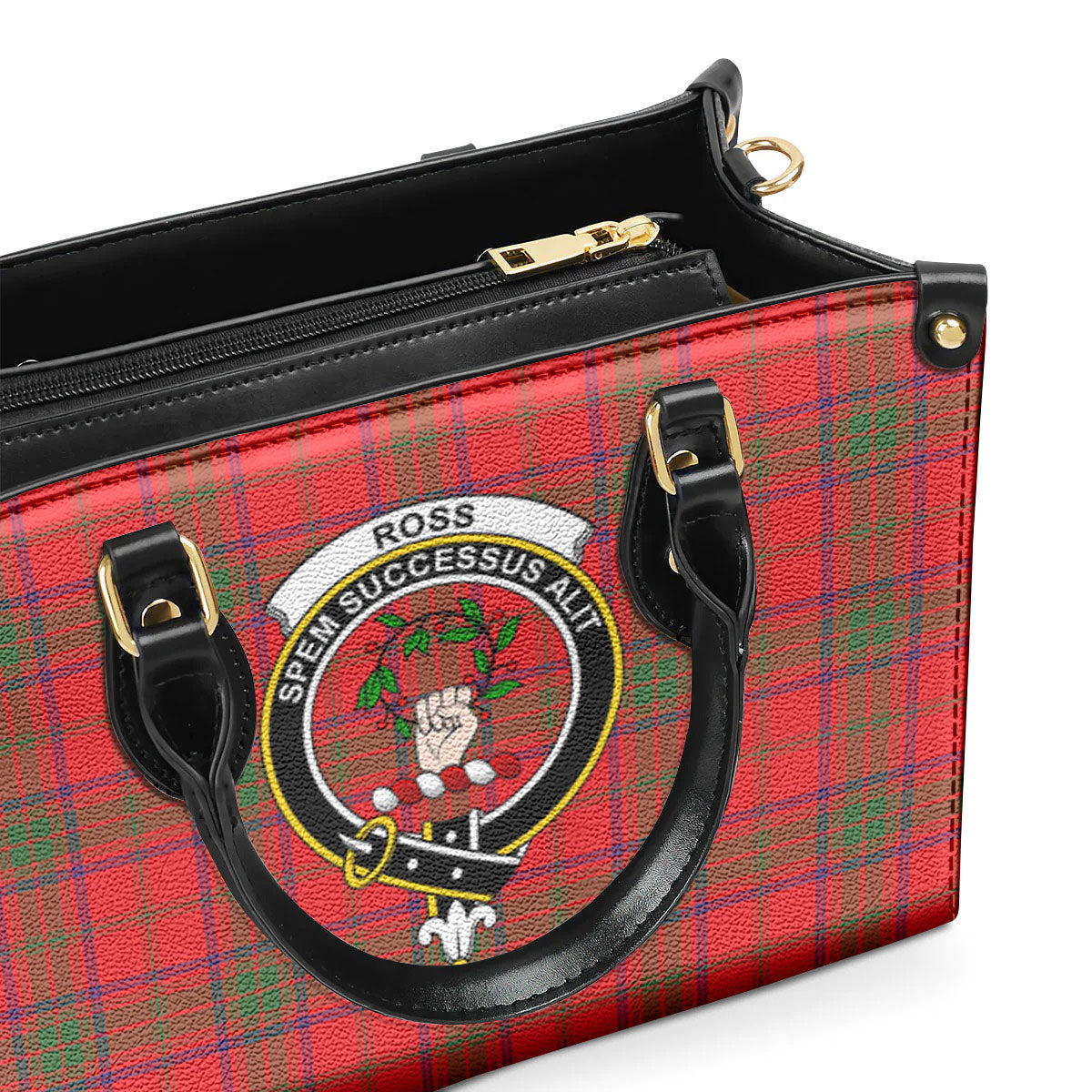Ross Modern Tartan Crest Leather Handbag