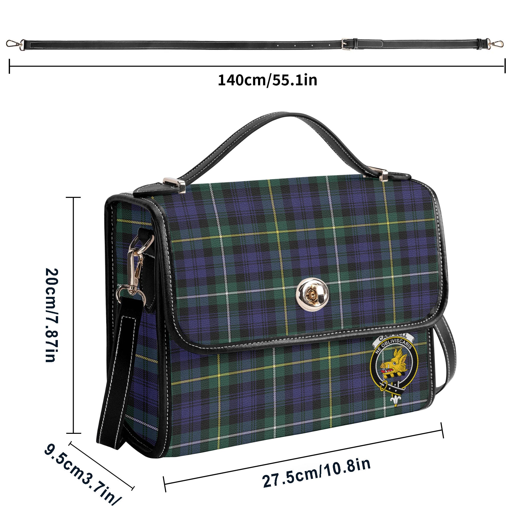 Campbell Argyll Modern Tartan Crest Satchel Bag