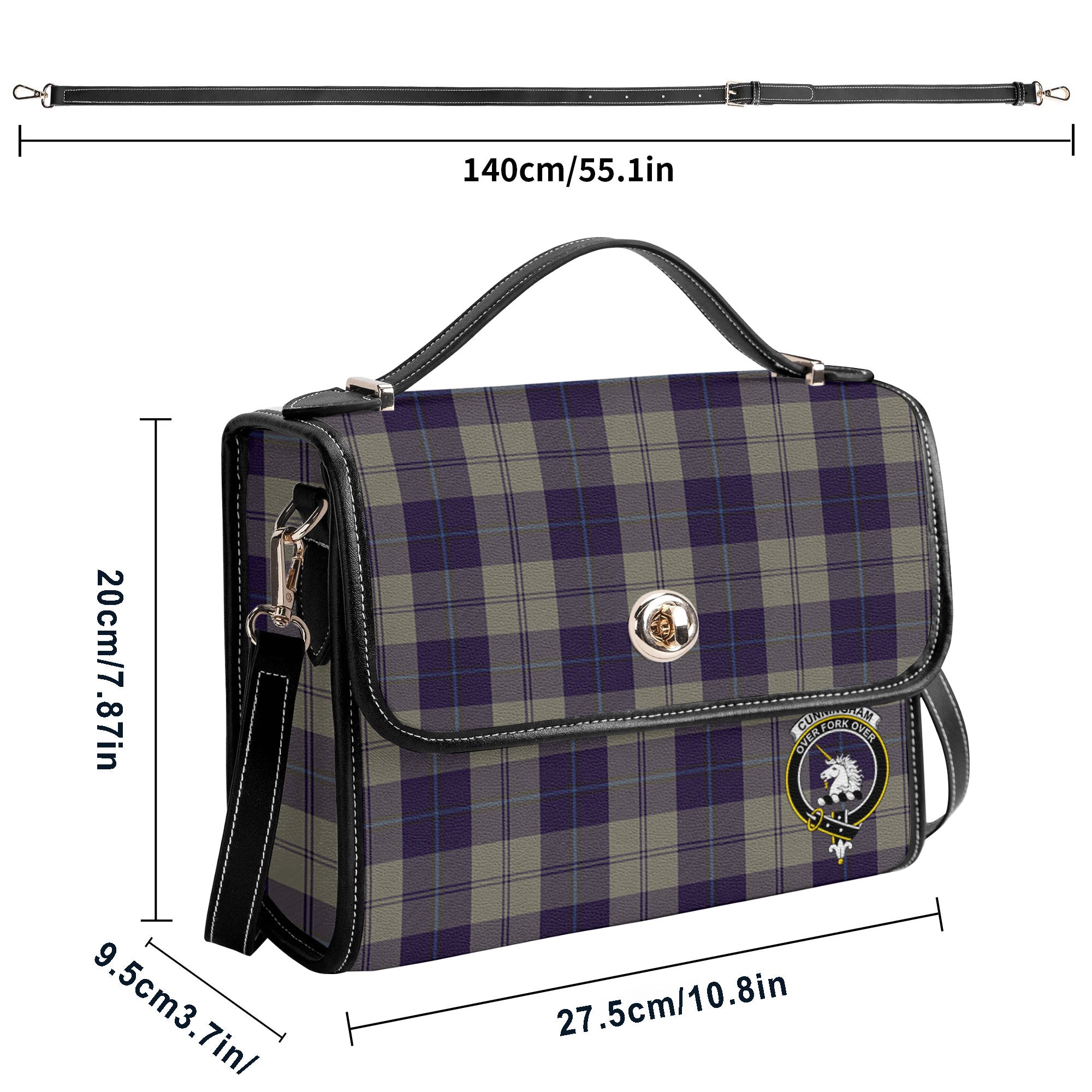 Cunningham Dress Blue Dancers Tartan Crest Satchel Bag