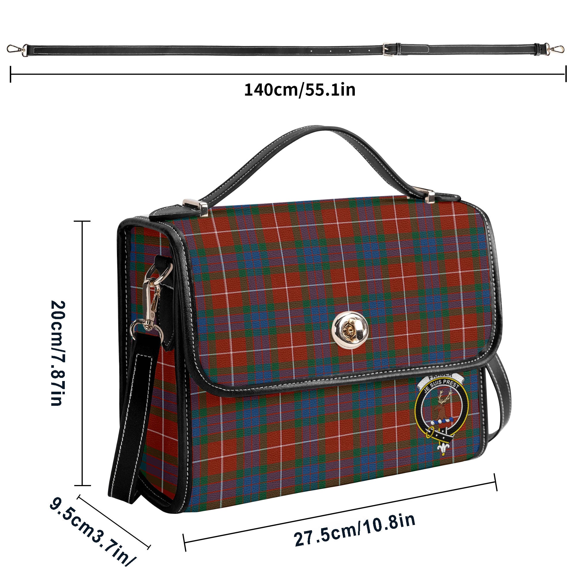 Fraser (of Lovat) Ancient Tartan Crest Satchel Bag