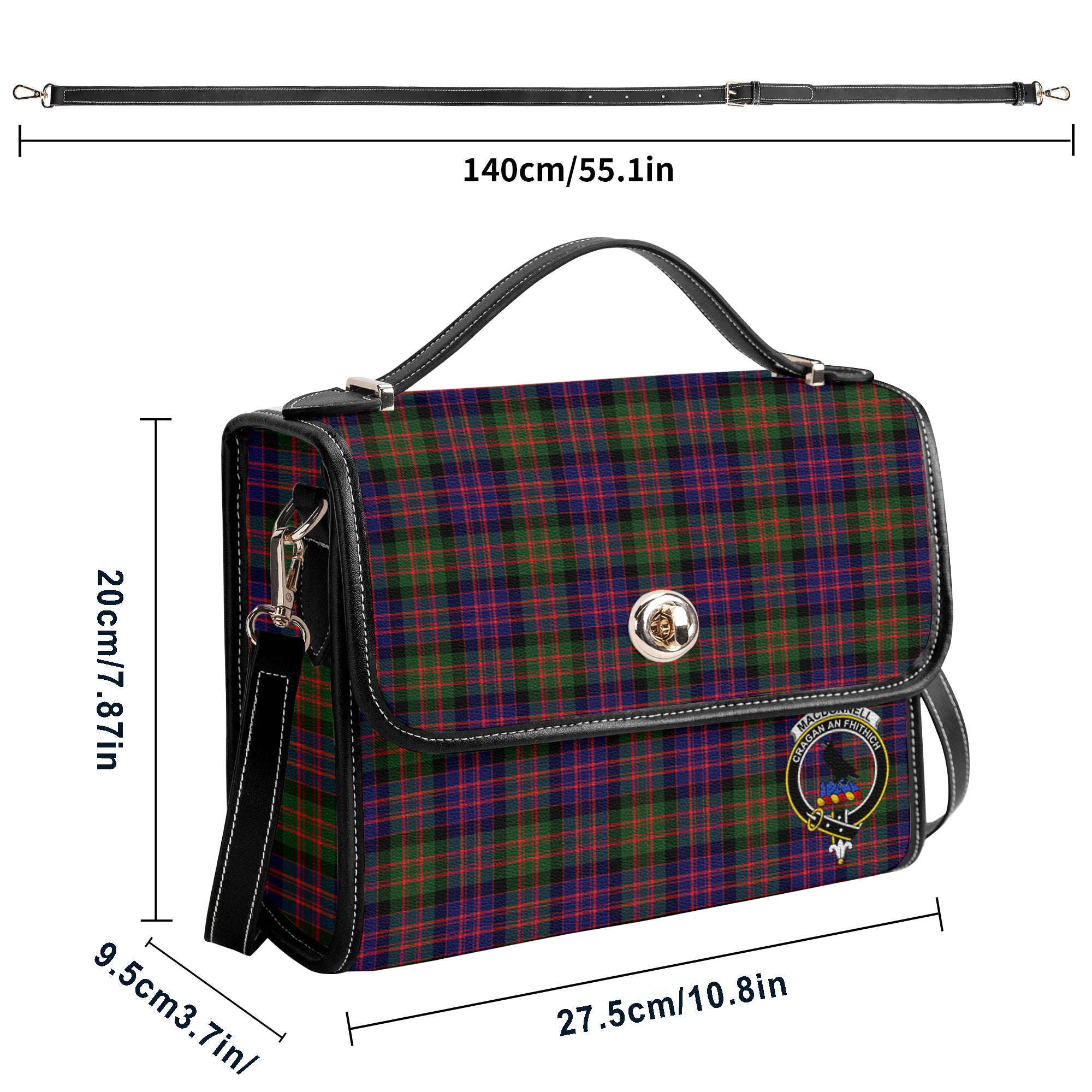 MacDonnell of Glengarry Modern Tartan Crest Satchel Bag
